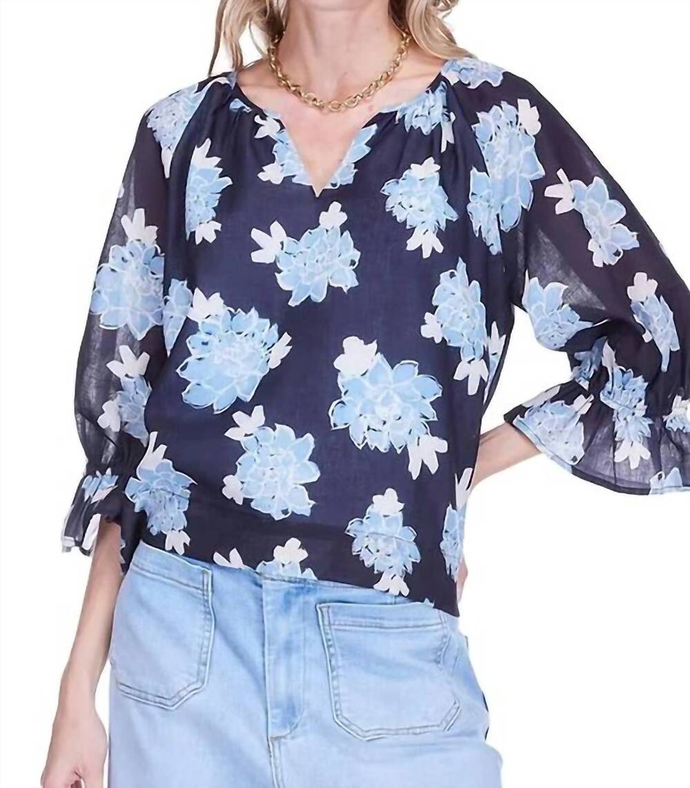 NEW JADE & JOY JOY midnight floral peasant top in blue